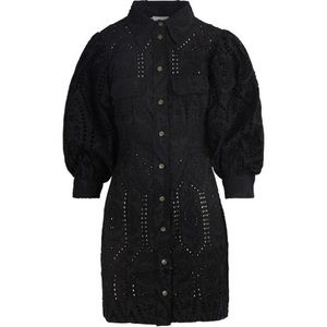 Ganni 100% Cotton Black Puff Sleeve Dress